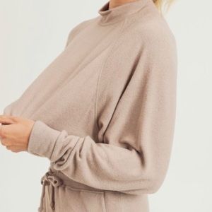 Mono B Athleisure tan sweater crop top